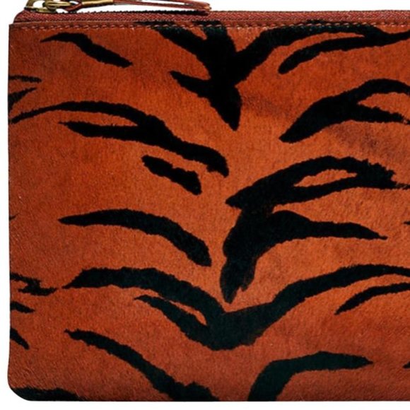 MADEWELL Leather Pouch Clutch in Printed CALFHAIR LEATHER, BRAND NEW! - Picture 1 of 3